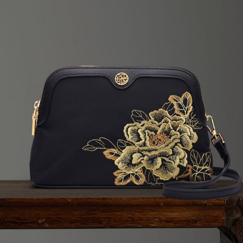 Glorious Collection Peony Ode Handmade Embroidery Shoulder Bag